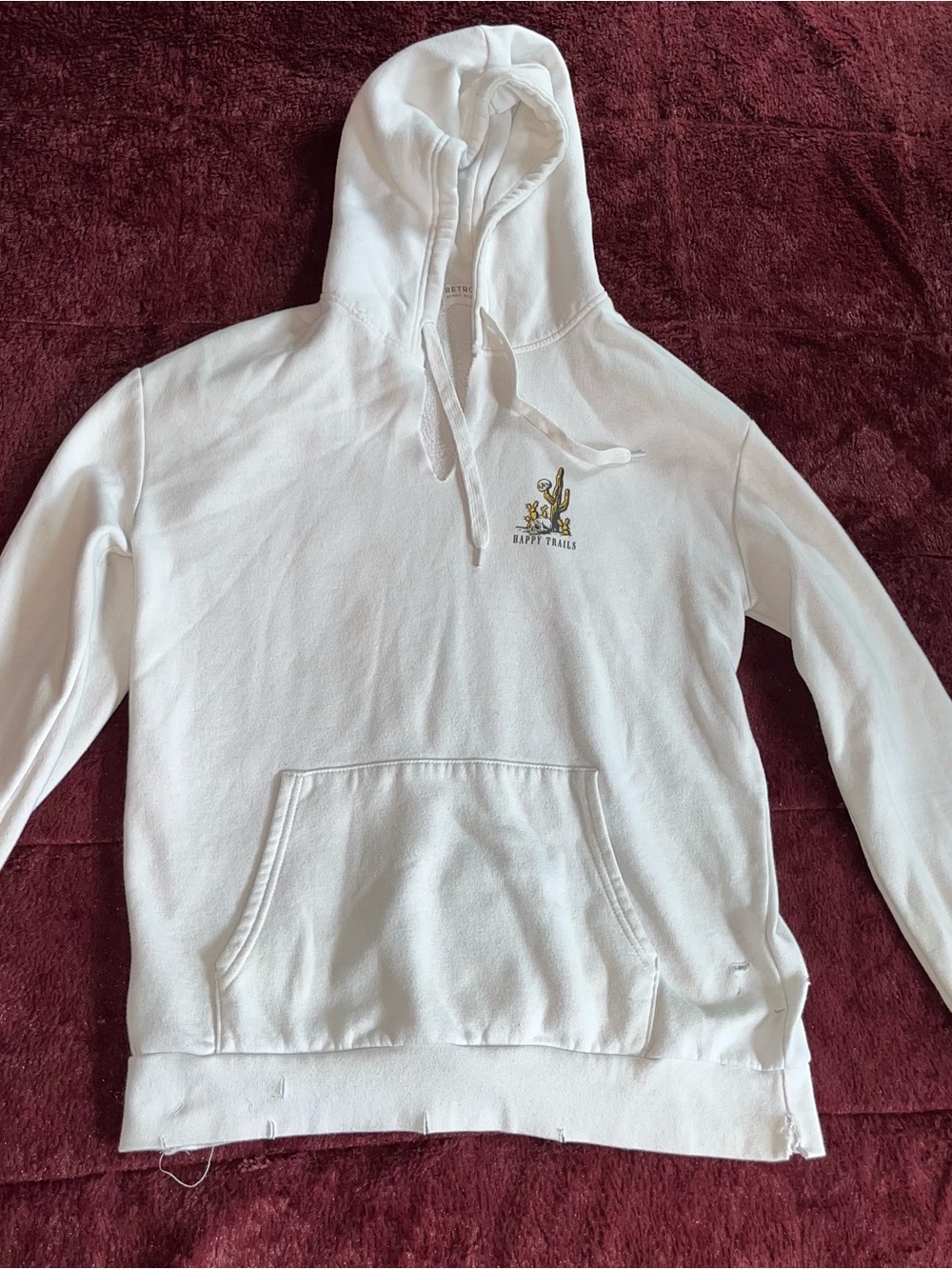 Retrofit White Hooded Pullover with Label Detail